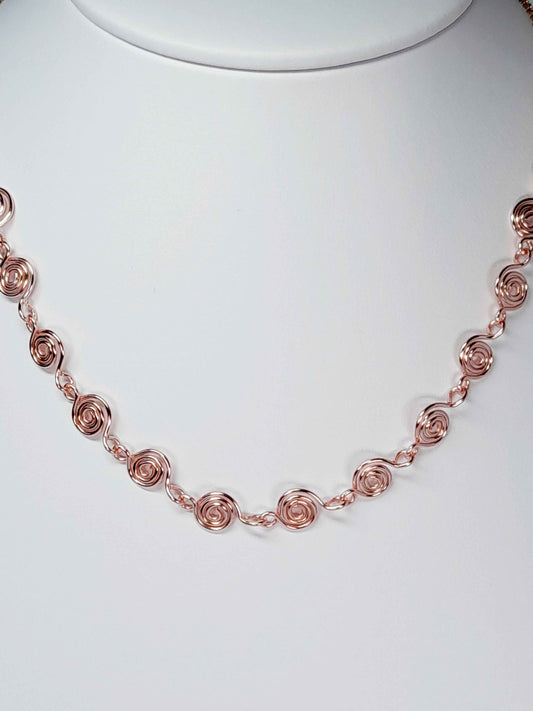 Dainty Super Swirly Rose Gold Spiral Necklace