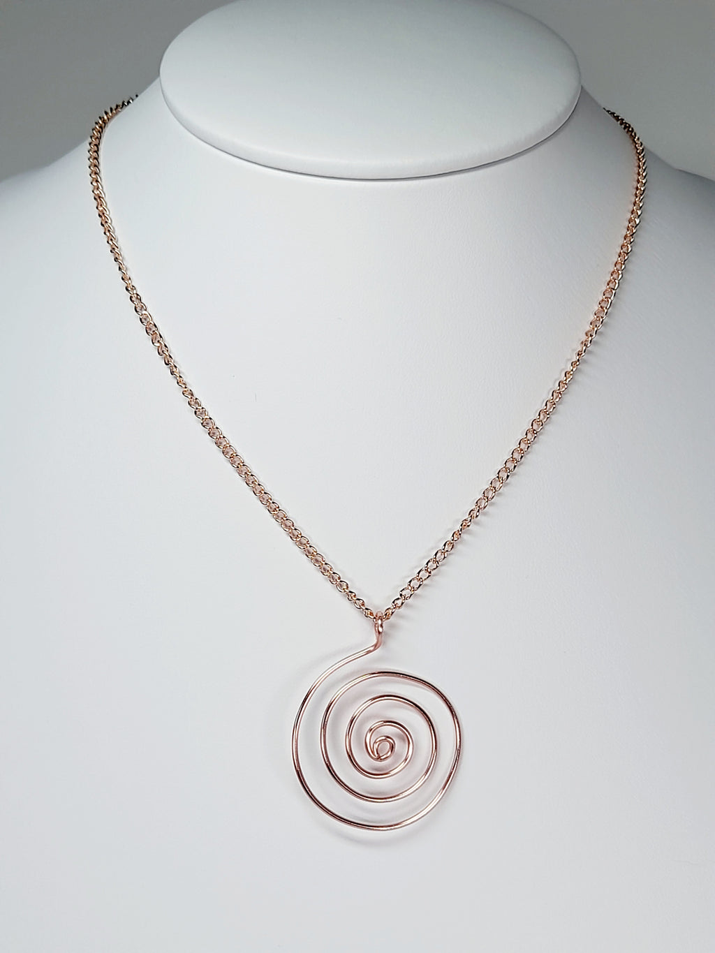 Elegant Handmade Rose Gold Spiral Pendant Necklace