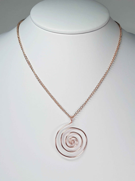Elegant Handmade Rose Gold Spiral Pendant Necklace