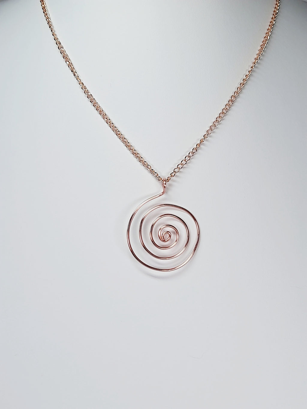 Elegant Handmade Rose Gold Spiral Pendant Necklace
