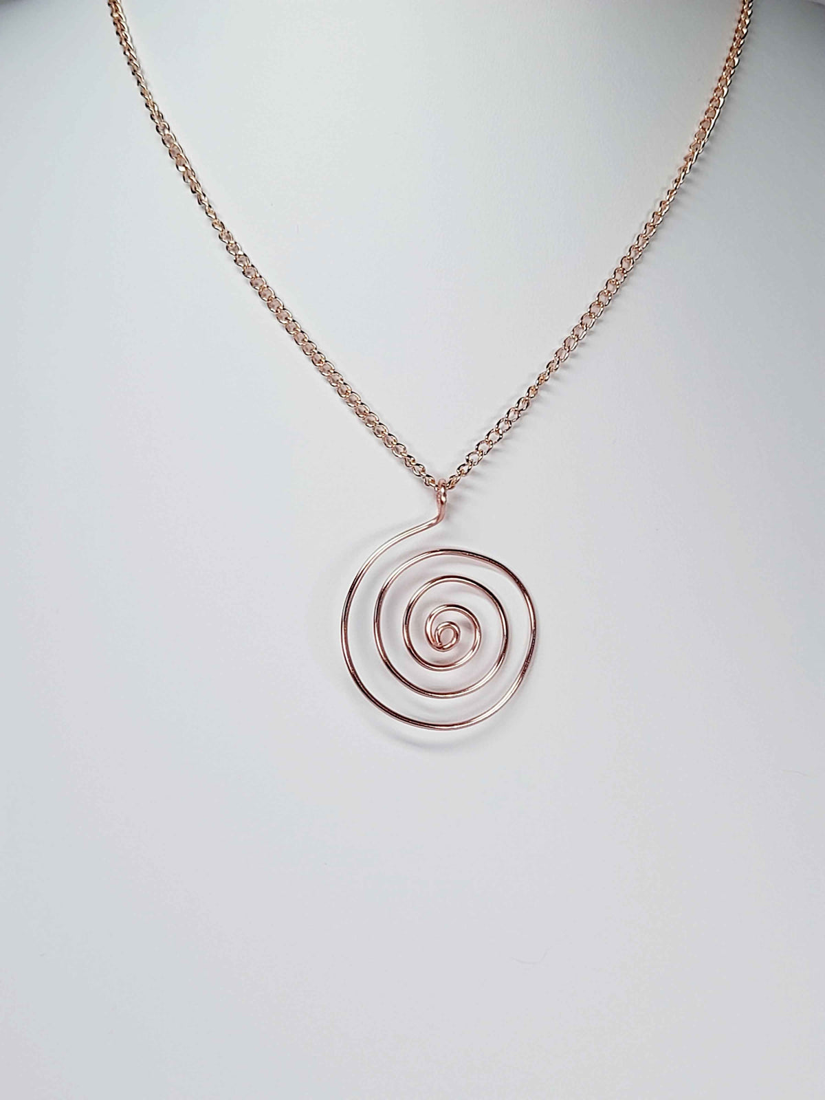 Elegant Handmade Rose Gold Spiral Pendant Necklace