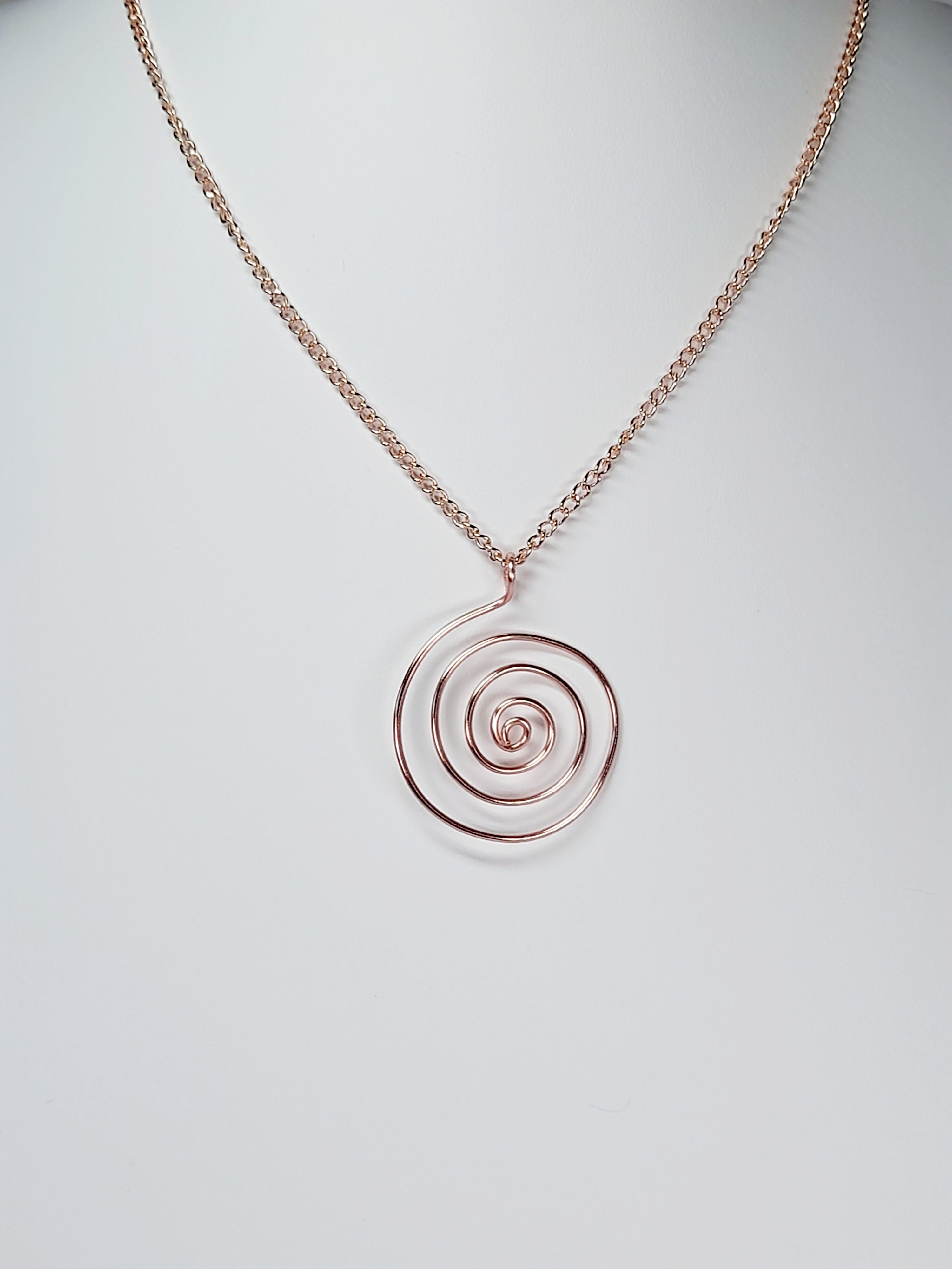 Elegant Handmade Rose Gold Spiral Pendant Necklace