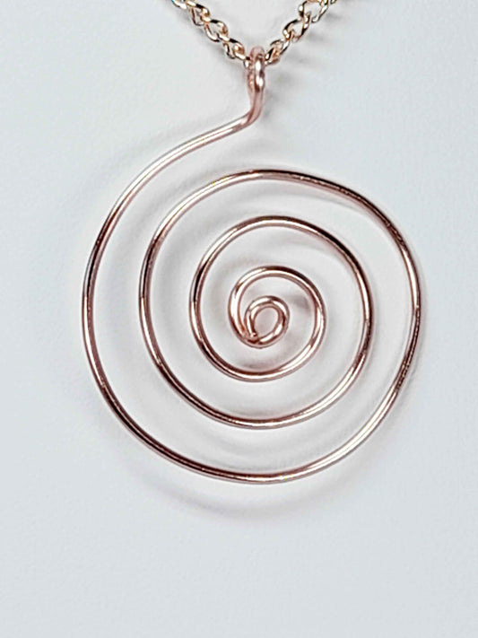 Elegant Handmade Rose Gold Spiral Pendant Necklace