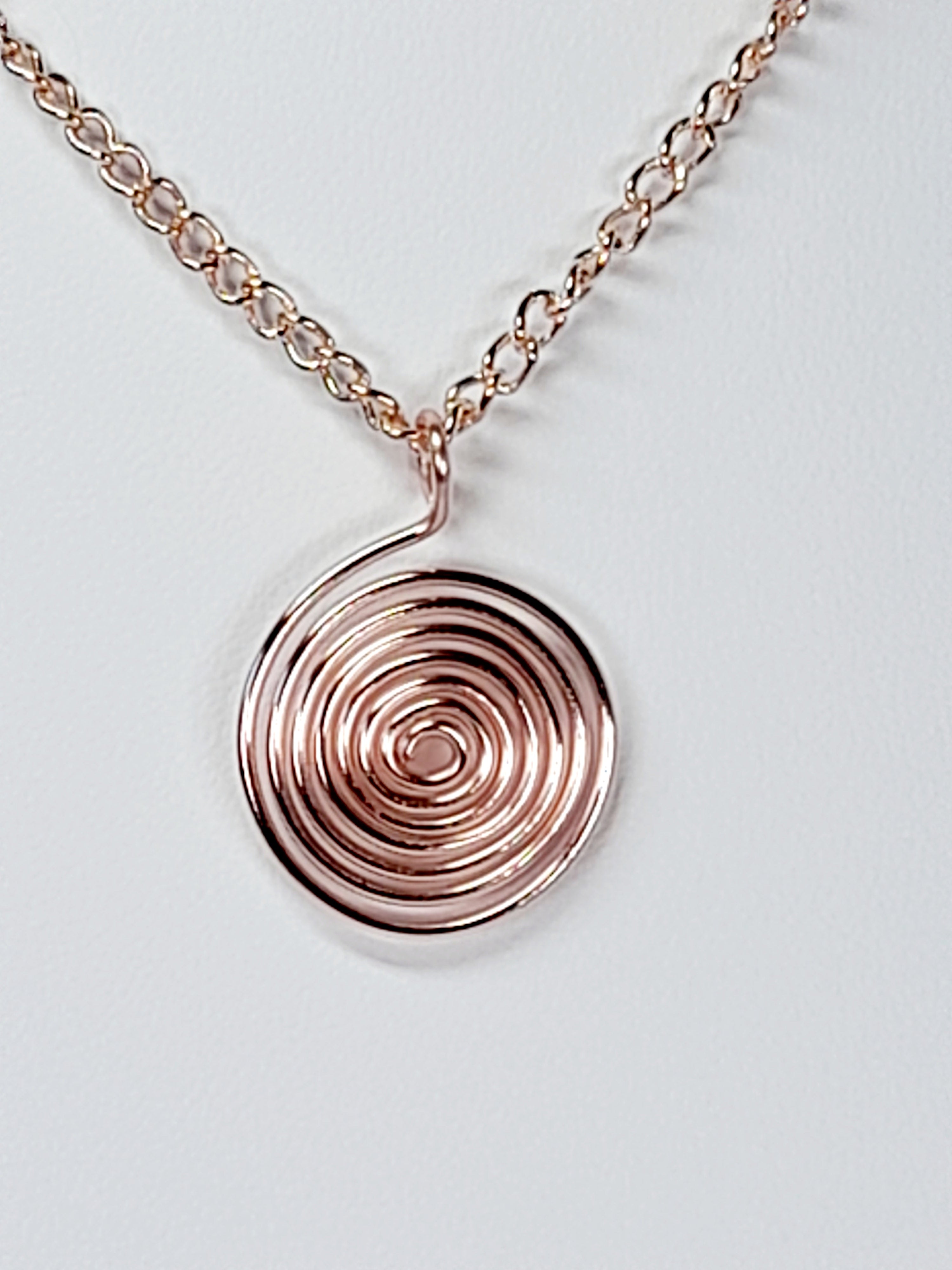 Elegant Handmade Rose Gold Spiral Pendant Necklace, Lightweight & Gift‑Ready