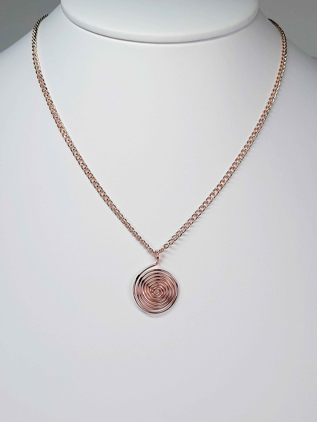 Elegant Handmade Rose Gold Spiral Pendant Necklace, Lightweight & Gift‑Ready