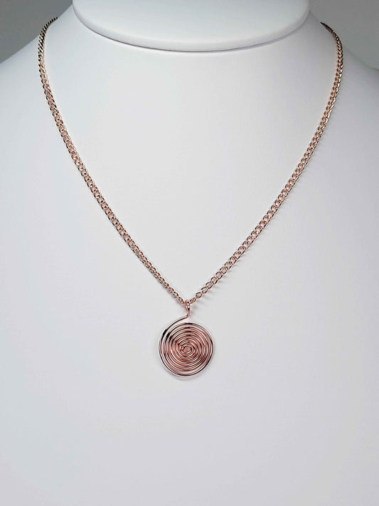 Elegant Handmade Rose Gold Spiral Pendant Necklace, Lightweight & Gift‑Ready