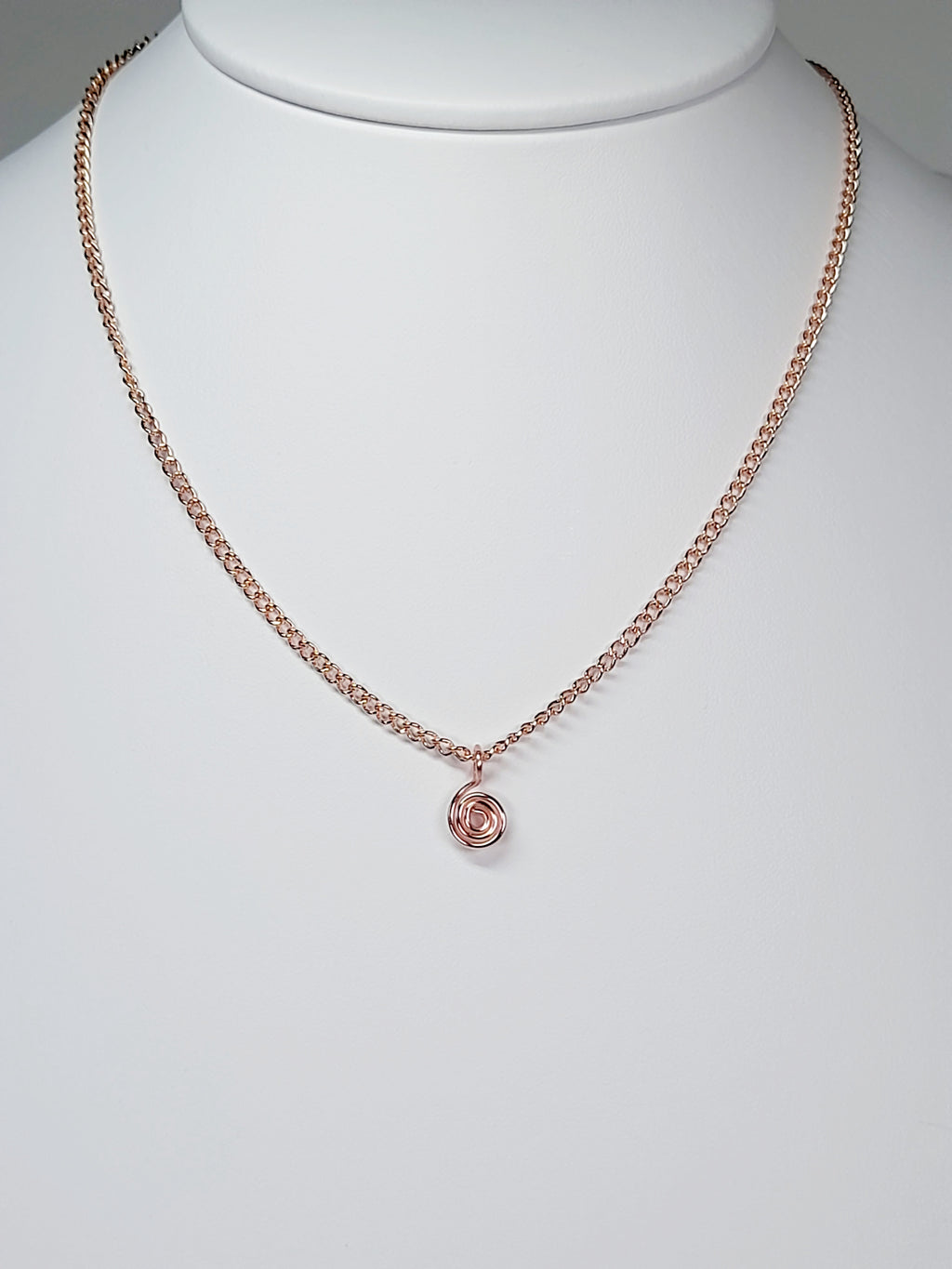 Elegant Handmade Tiny Rose Gold Spiral Pendant Necklace, Lightweight & Gift‑Ready