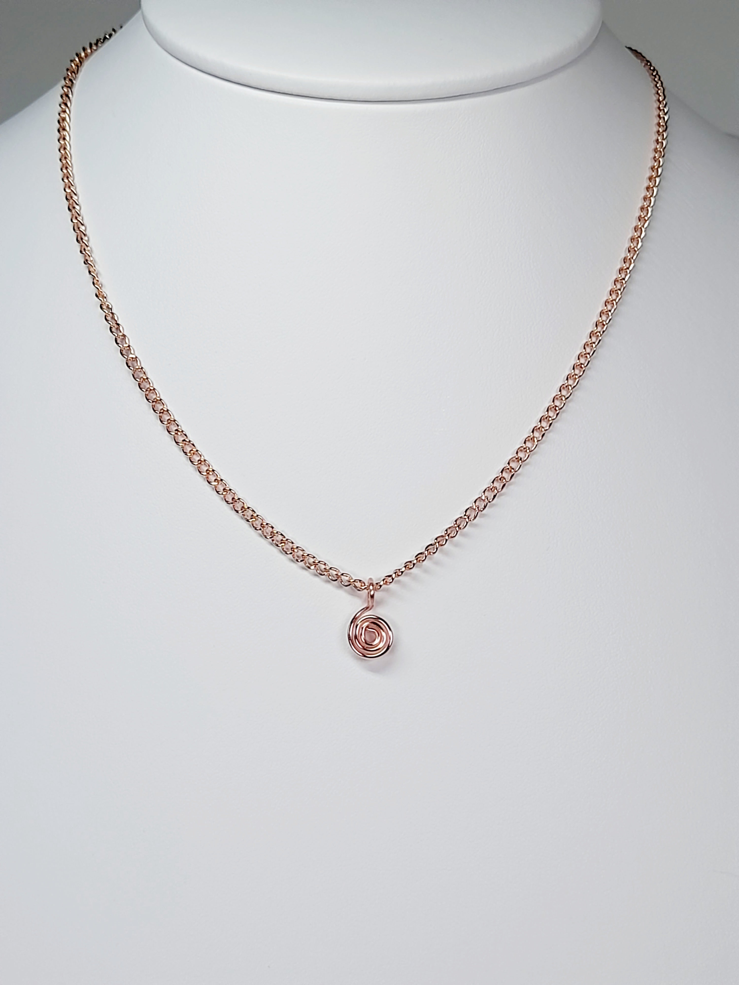 Elegant Handmade Tiny Rose Gold Spiral Pendant Necklace, Lightweight & Gift‑Ready