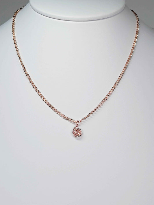 Elegant Handmade Tiny Rose Gold Spiral Pendant Necklace, Lightweight & Gift‑Ready