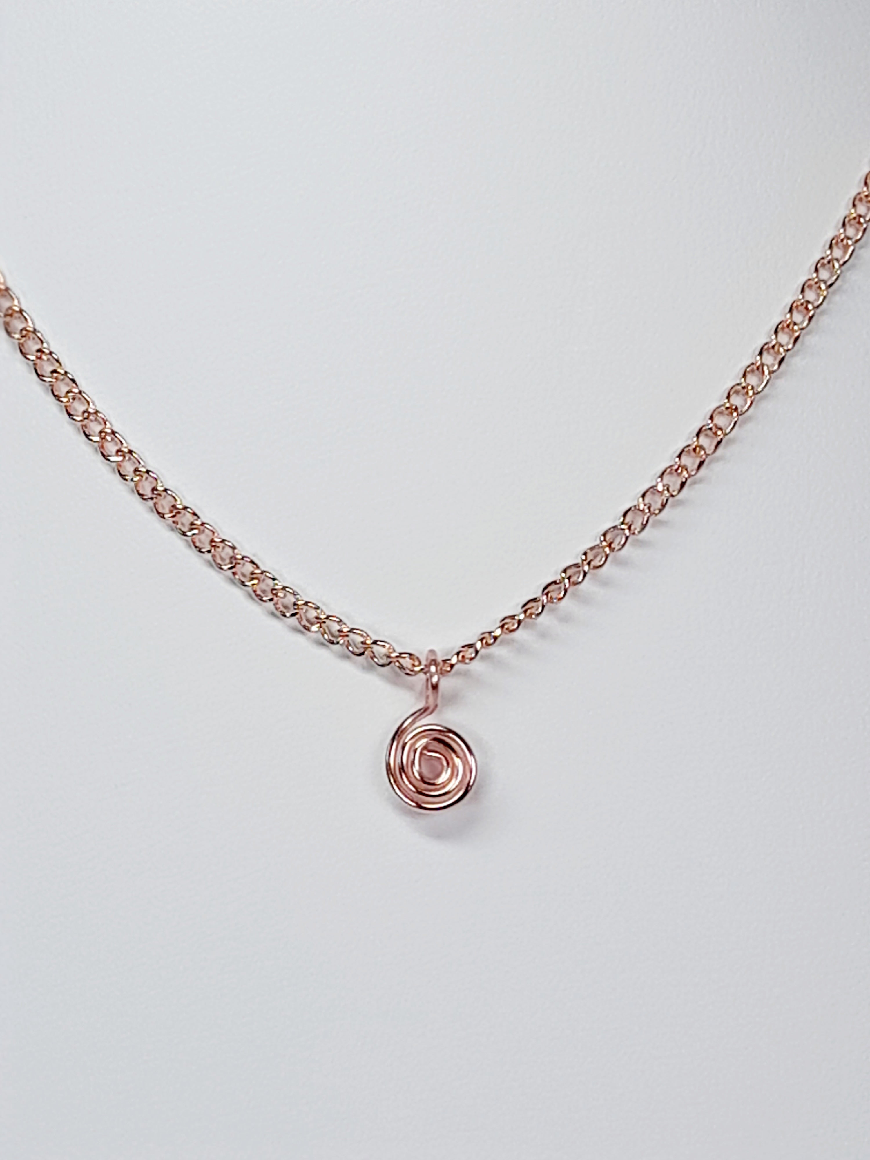 Elegant Handmade Tiny Rose Gold Spiral Pendant Necklace, Lightweight & Gift‑Ready
