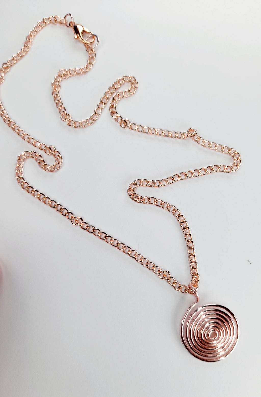 Elegant Handmade Rose Gold Spiral Pendant Necklace, Lightweight & Gift‑Ready