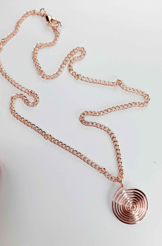 Elegant Handmade Rose Gold Spiral Pendant Necklace, Lightweight & Gift‑Ready