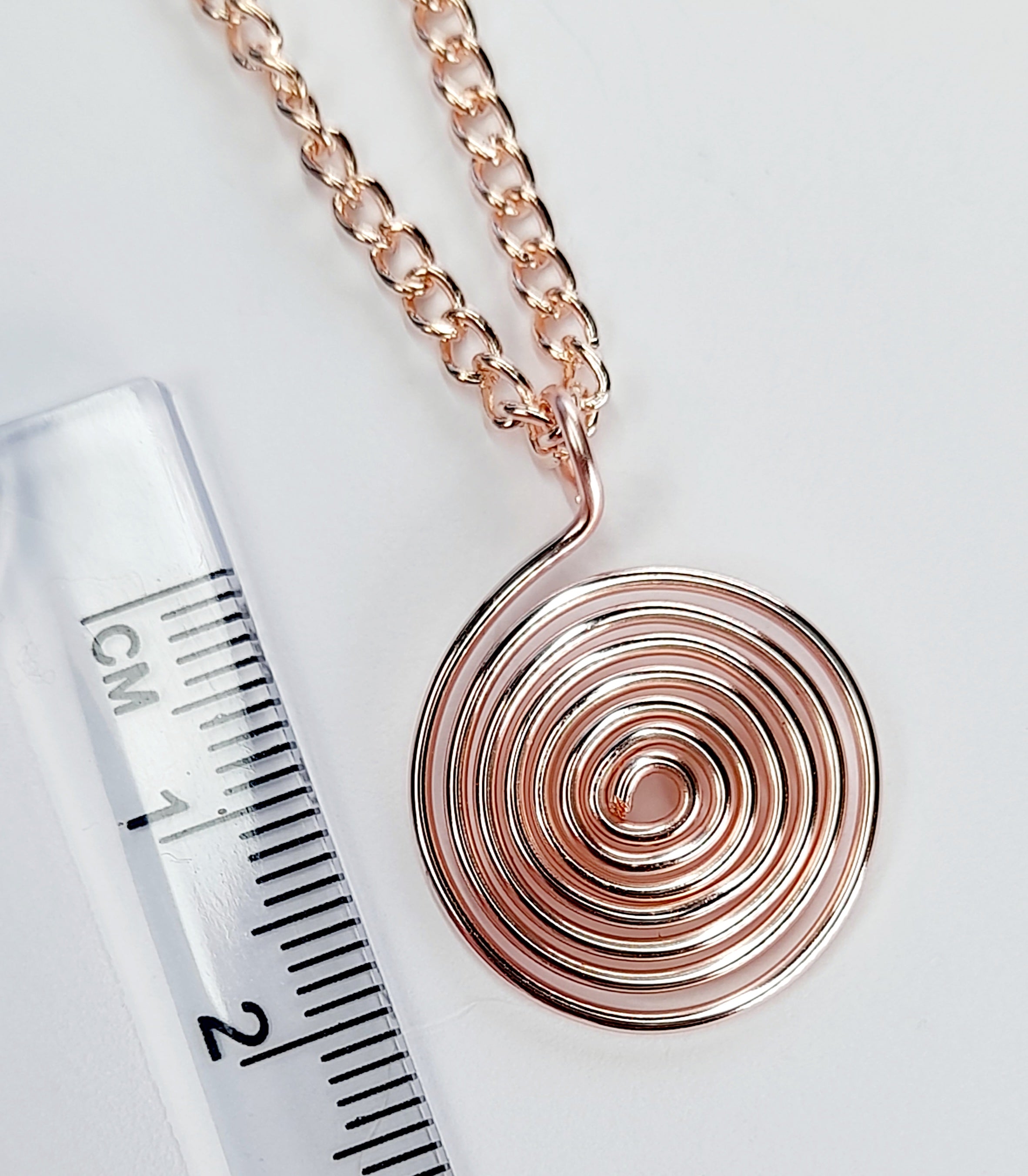 Elegant Handmade Rose Gold Spiral Pendant Necklace, Lightweight & Gift‑Ready