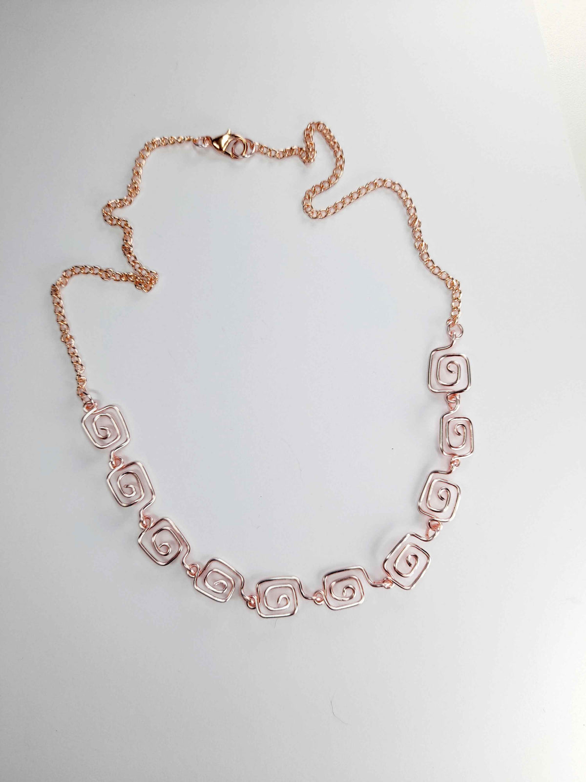 Dainty Super Swirly Rose Gold Square Spiral Necklace