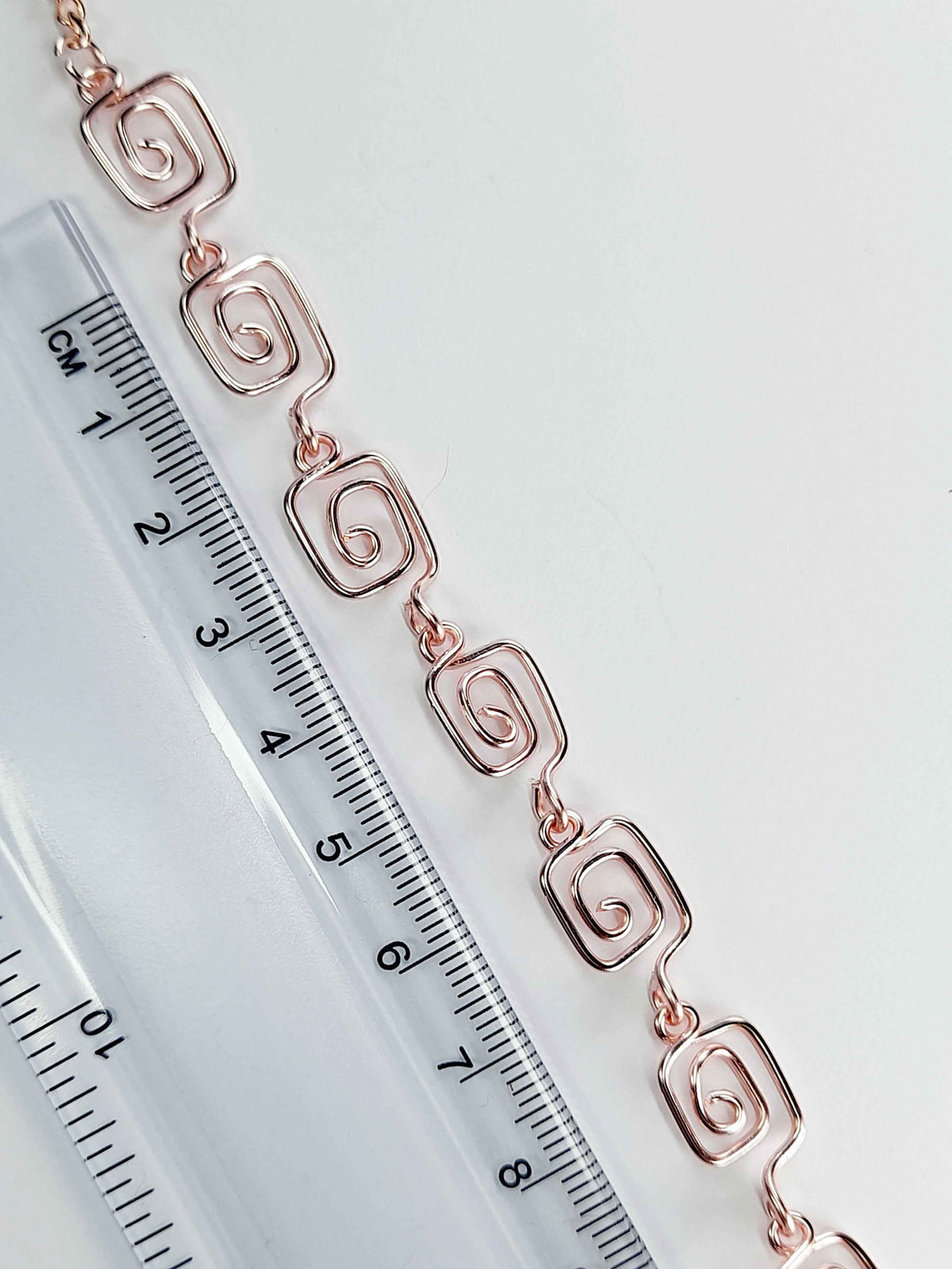 Dainty Super Swirly Rose Gold Square Spiral Bracelet