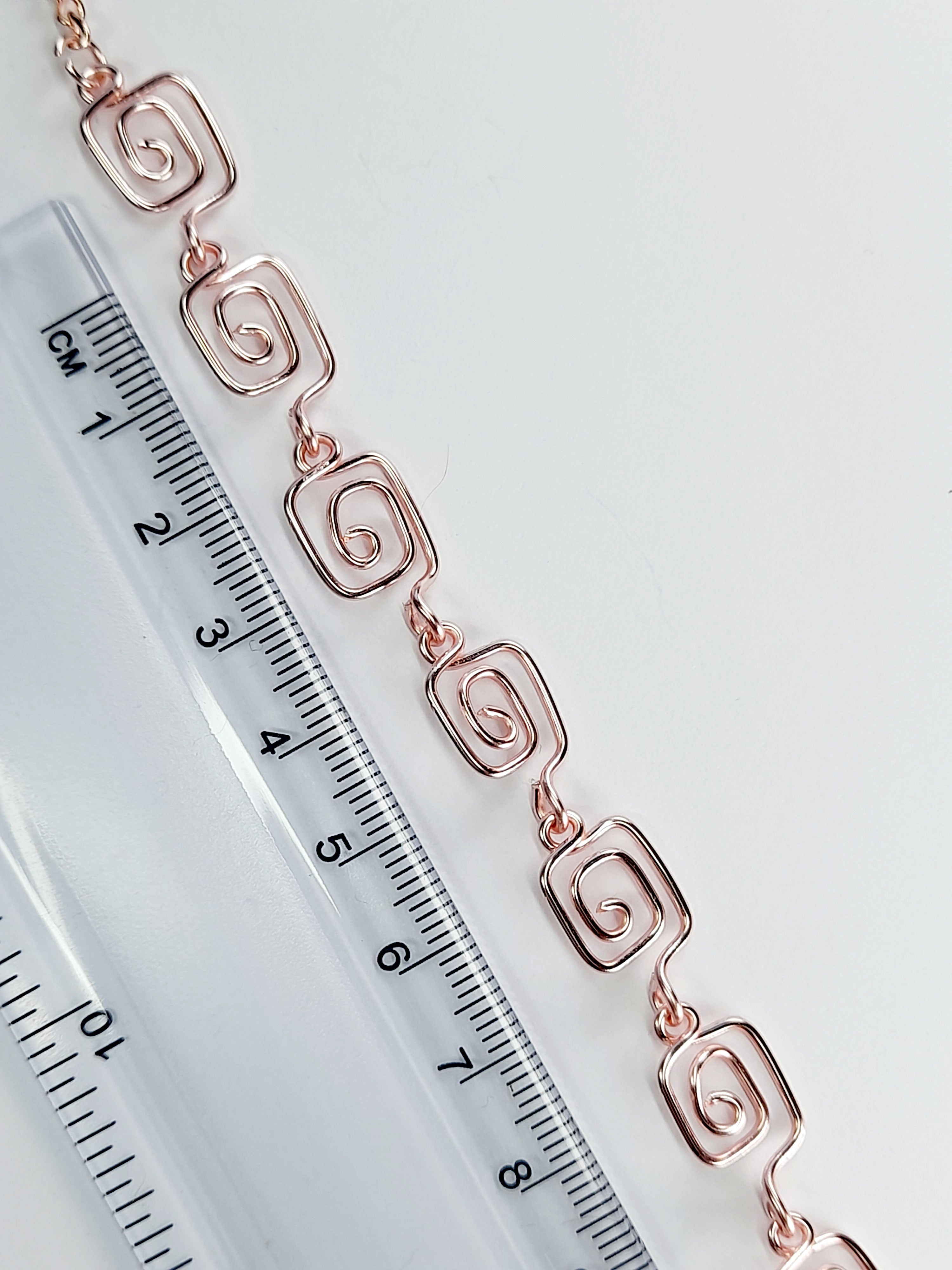 Dainty Super Swirly Rose Gold Square Spiral Bracelet