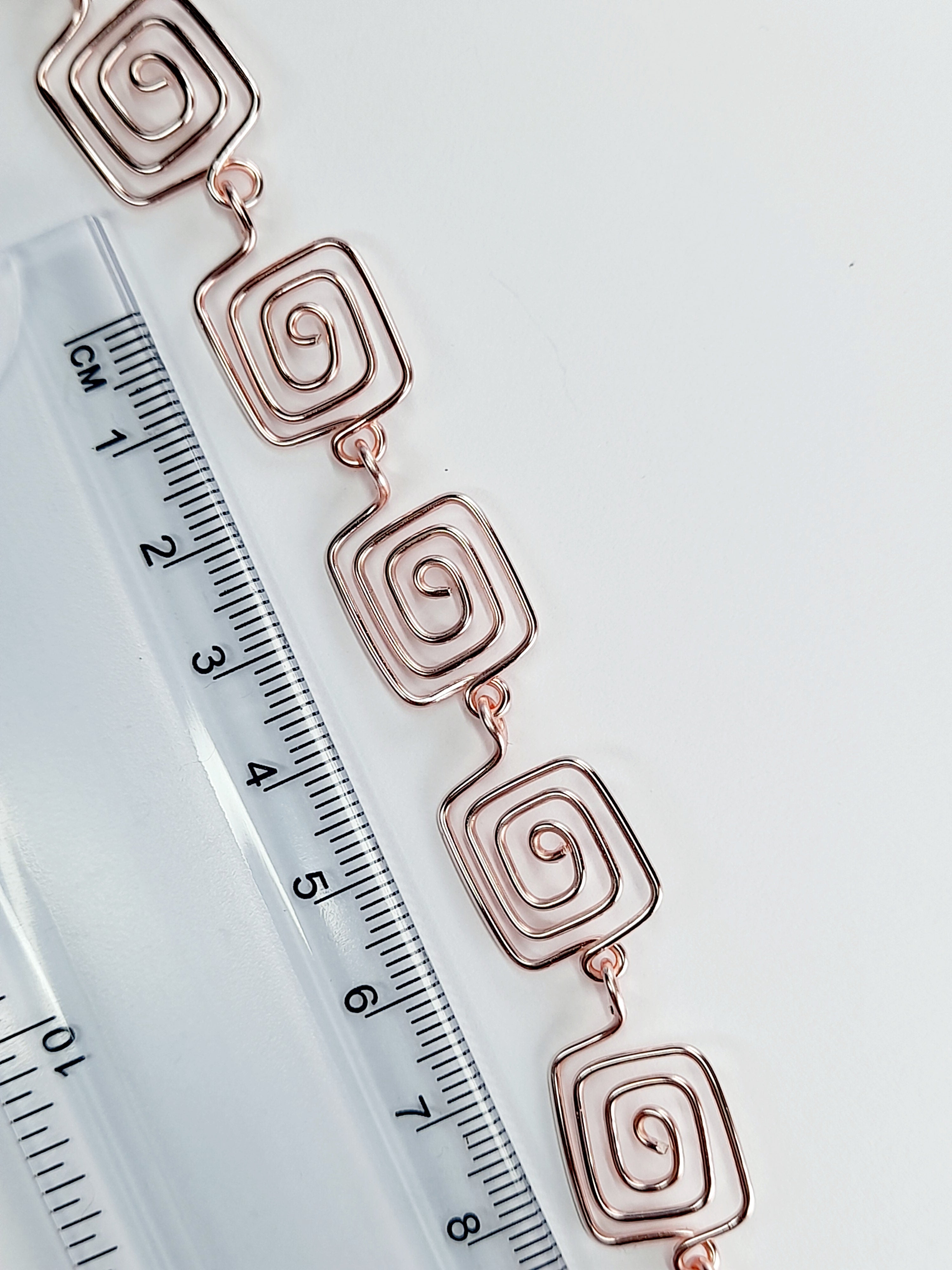Super Swirly Rose Gold Square Spiral Necklace