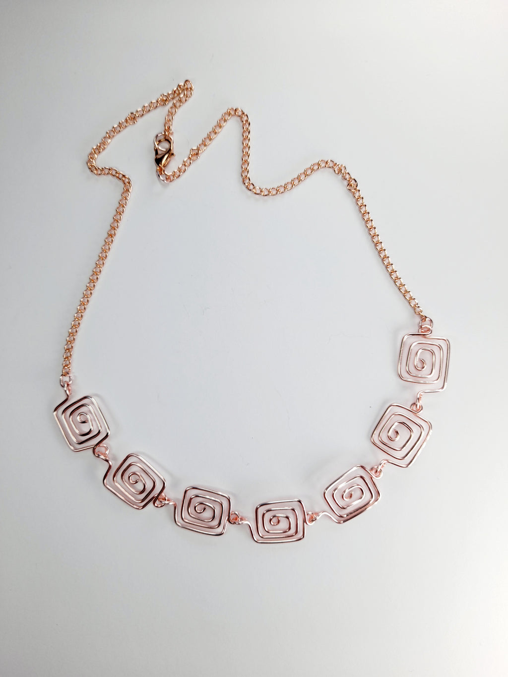 Super Swirly Rose Gold Square Spiral Necklace