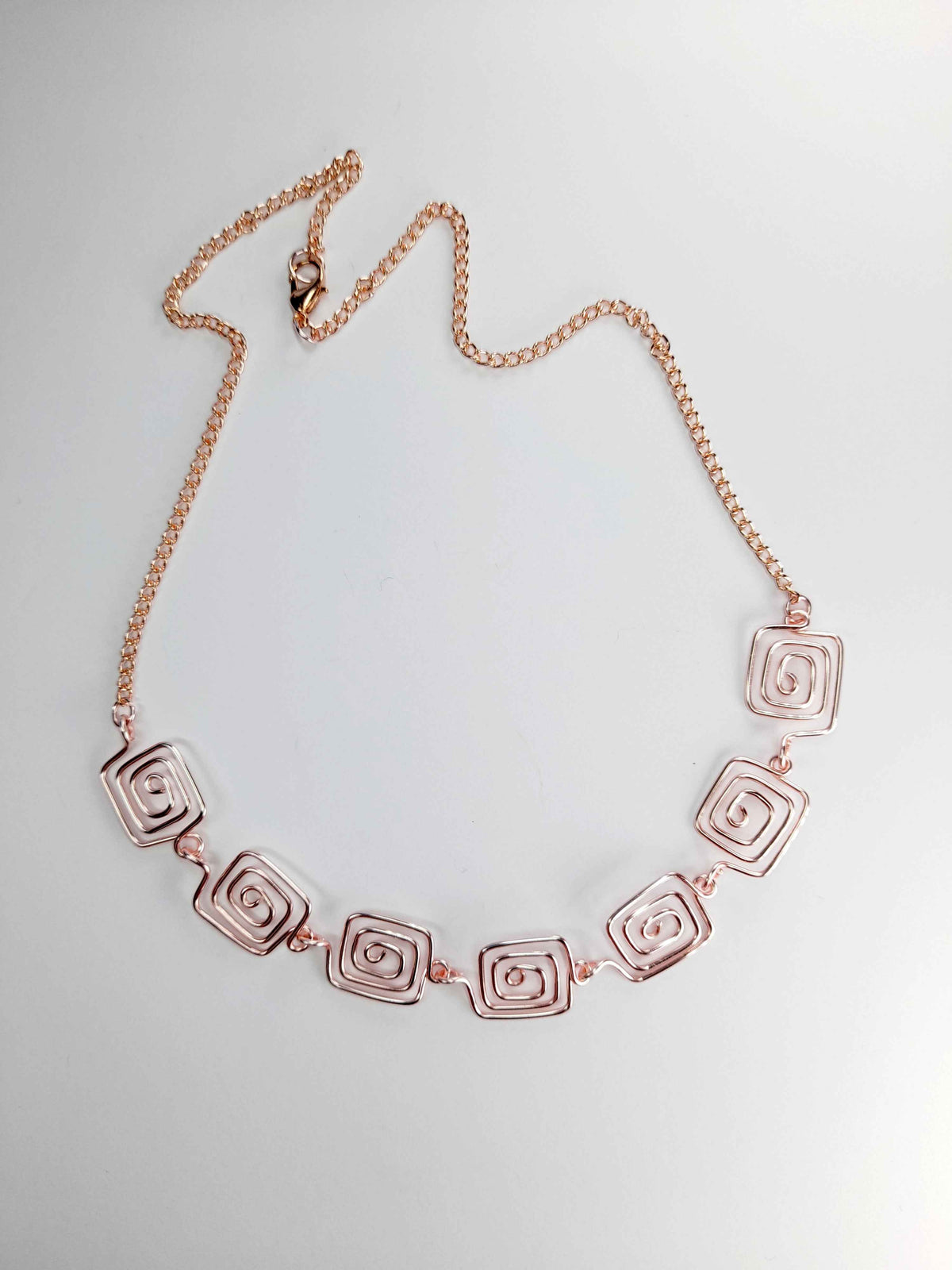 Super Swirly Rose Gold Square Spiral Necklace