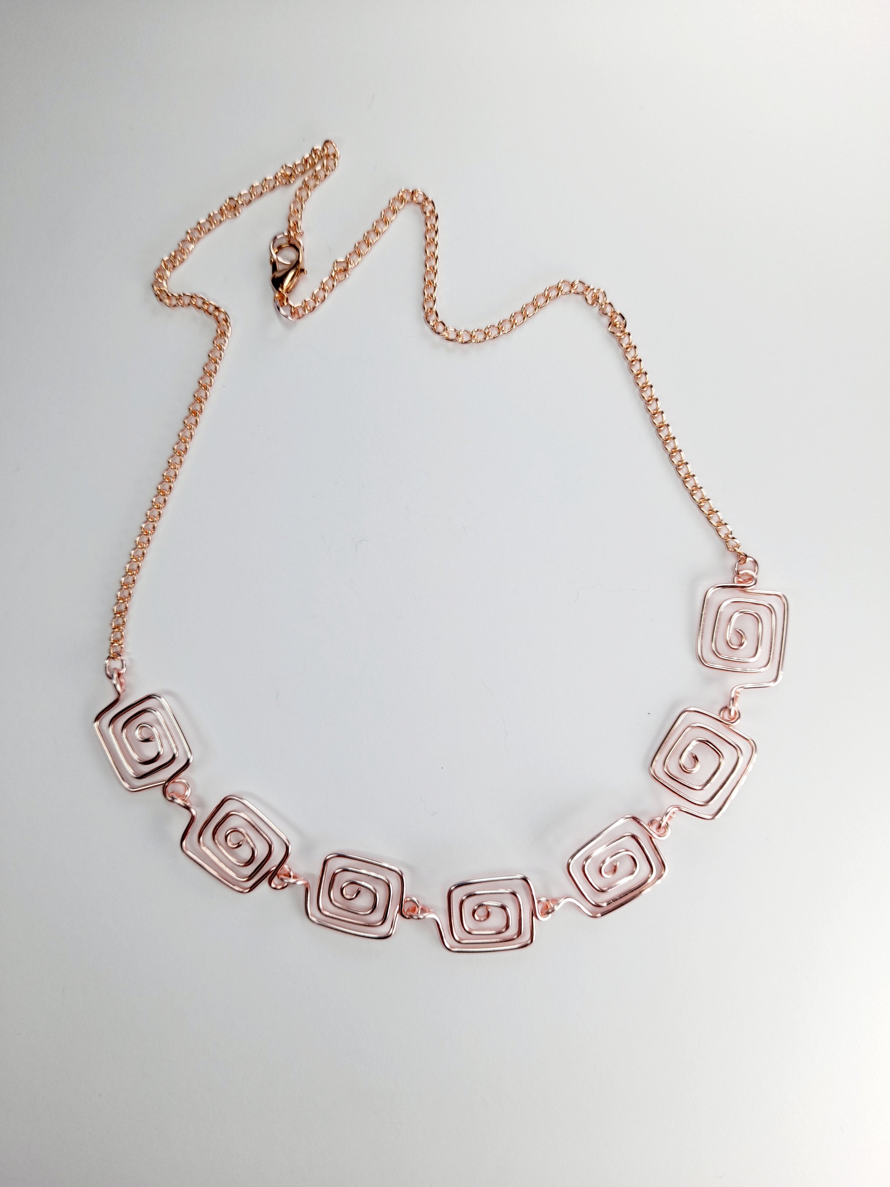 Super Swirly Rose Gold Square Spiral Necklace