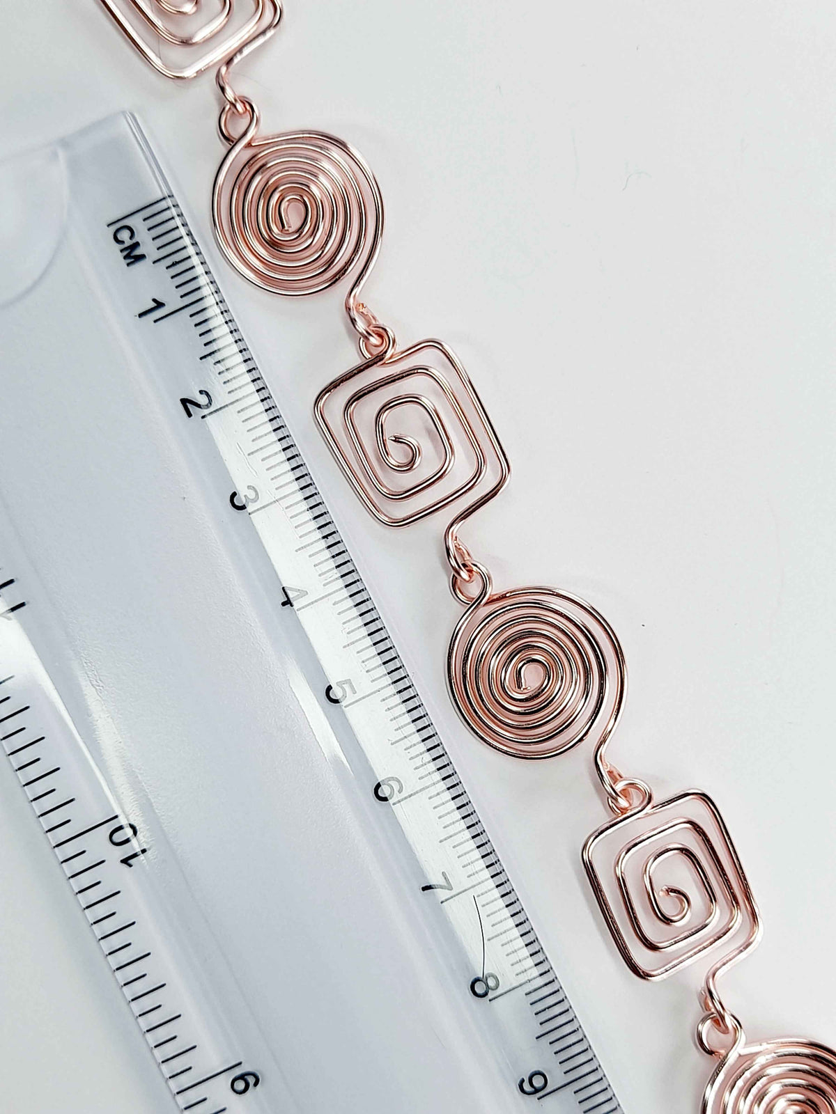 Super Swirly Rose Gold Round & Square Spiral Necklace