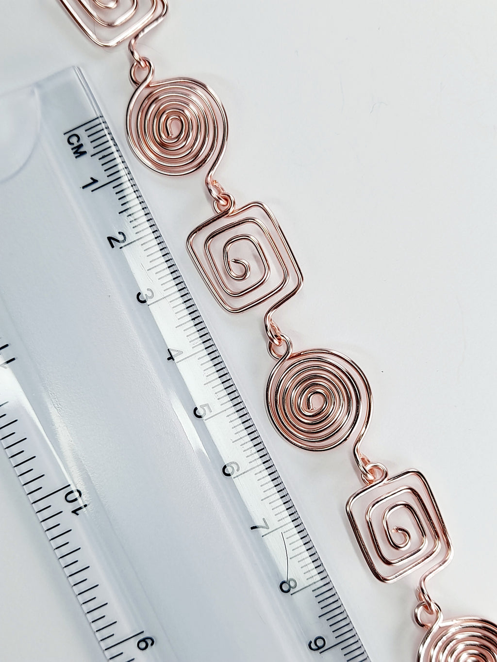 Super Swirly Rose Gold Round & Square Spiral Bracelet