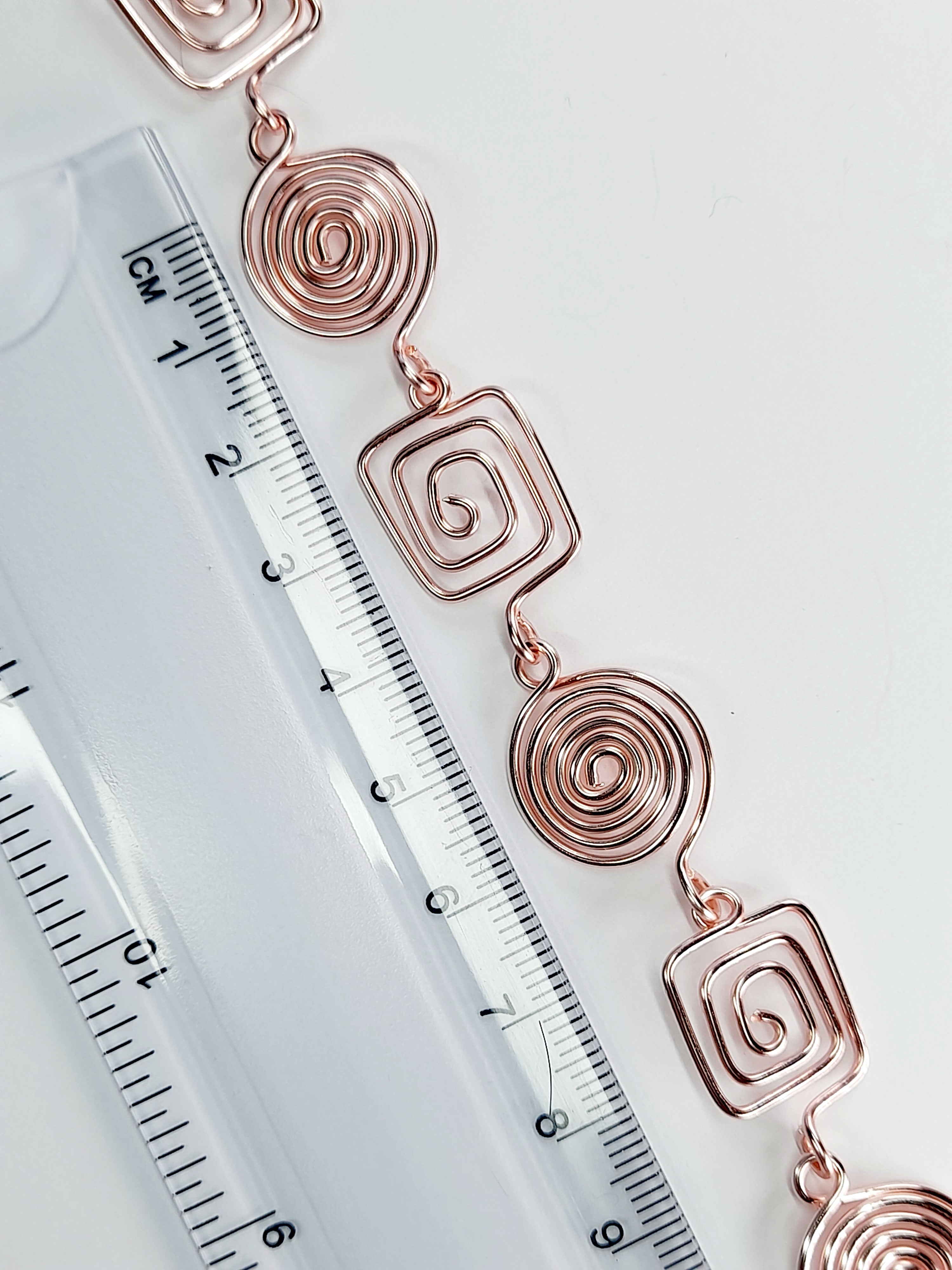 Super Swirly Rose Gold Round & Square Spiral Bracelet