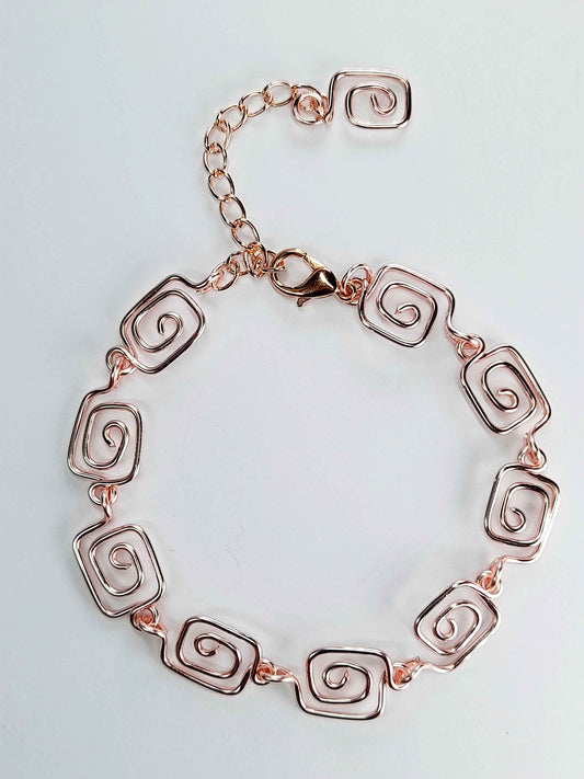Dainty Super Swirly Rose Gold Square Spiral Bracelet