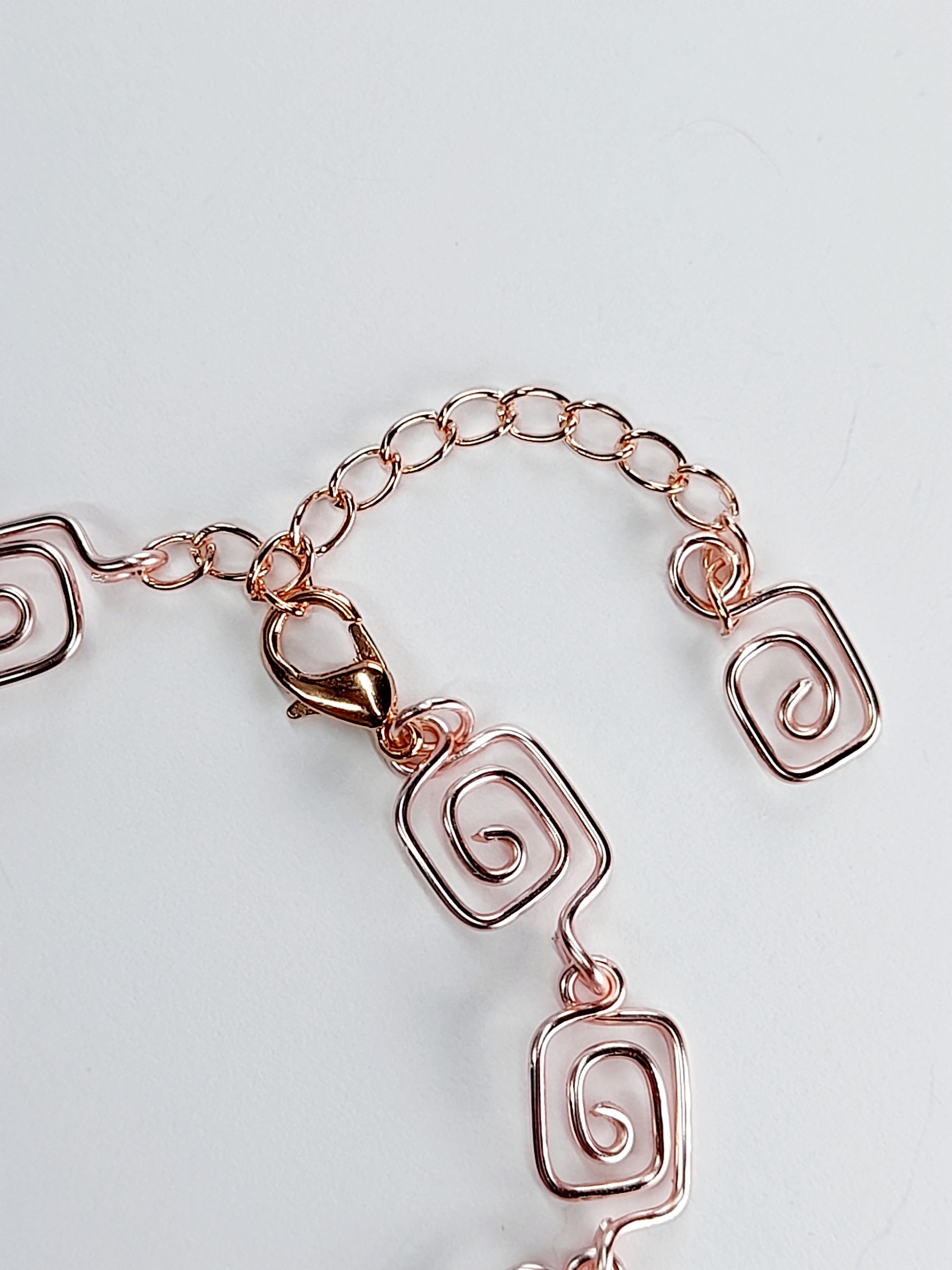 Dainty Super Swirly Rose Gold Square Spiral Bracelet