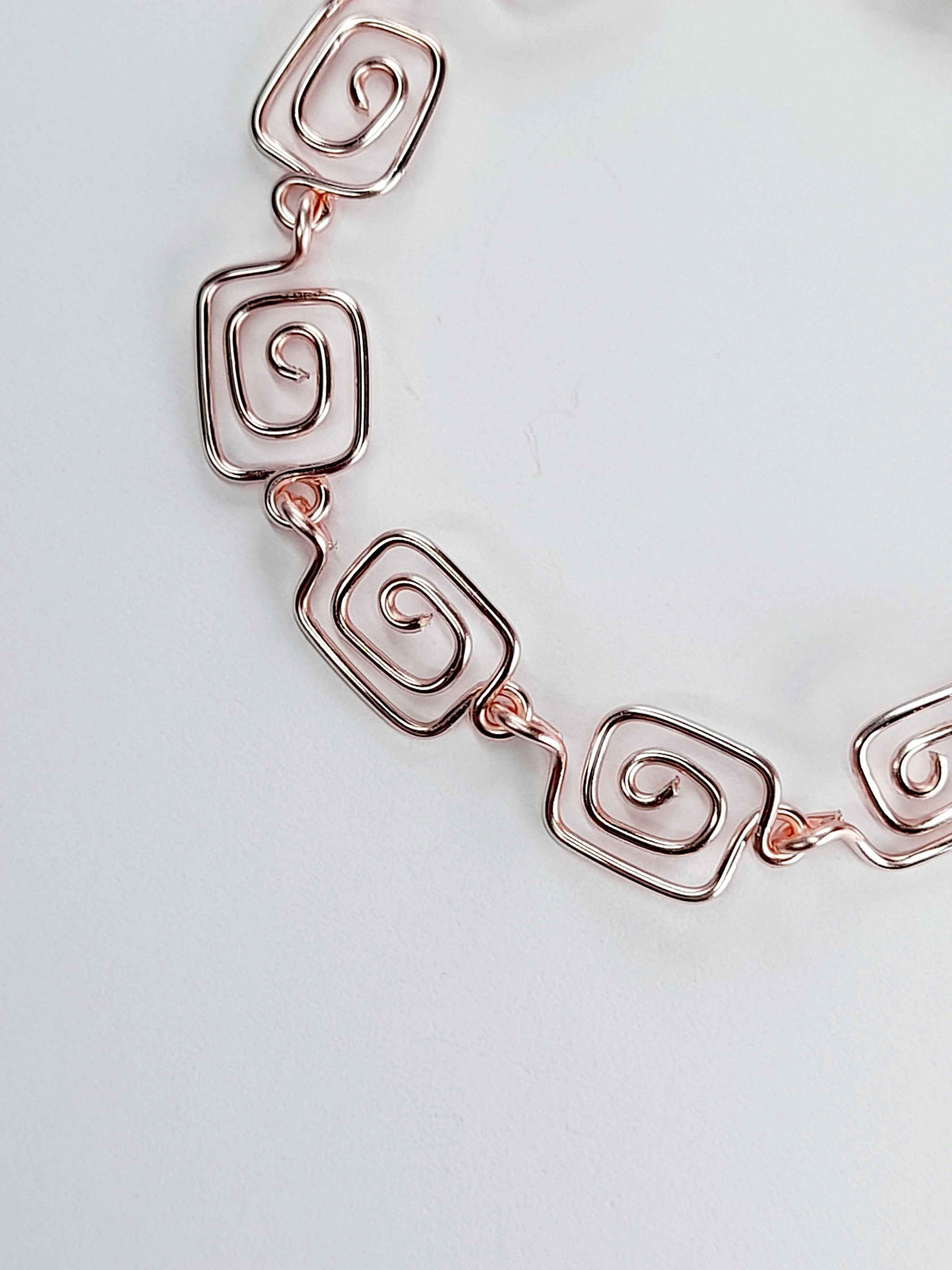 Dainty Super Swirly Rose Gold Square Spiral Bracelet