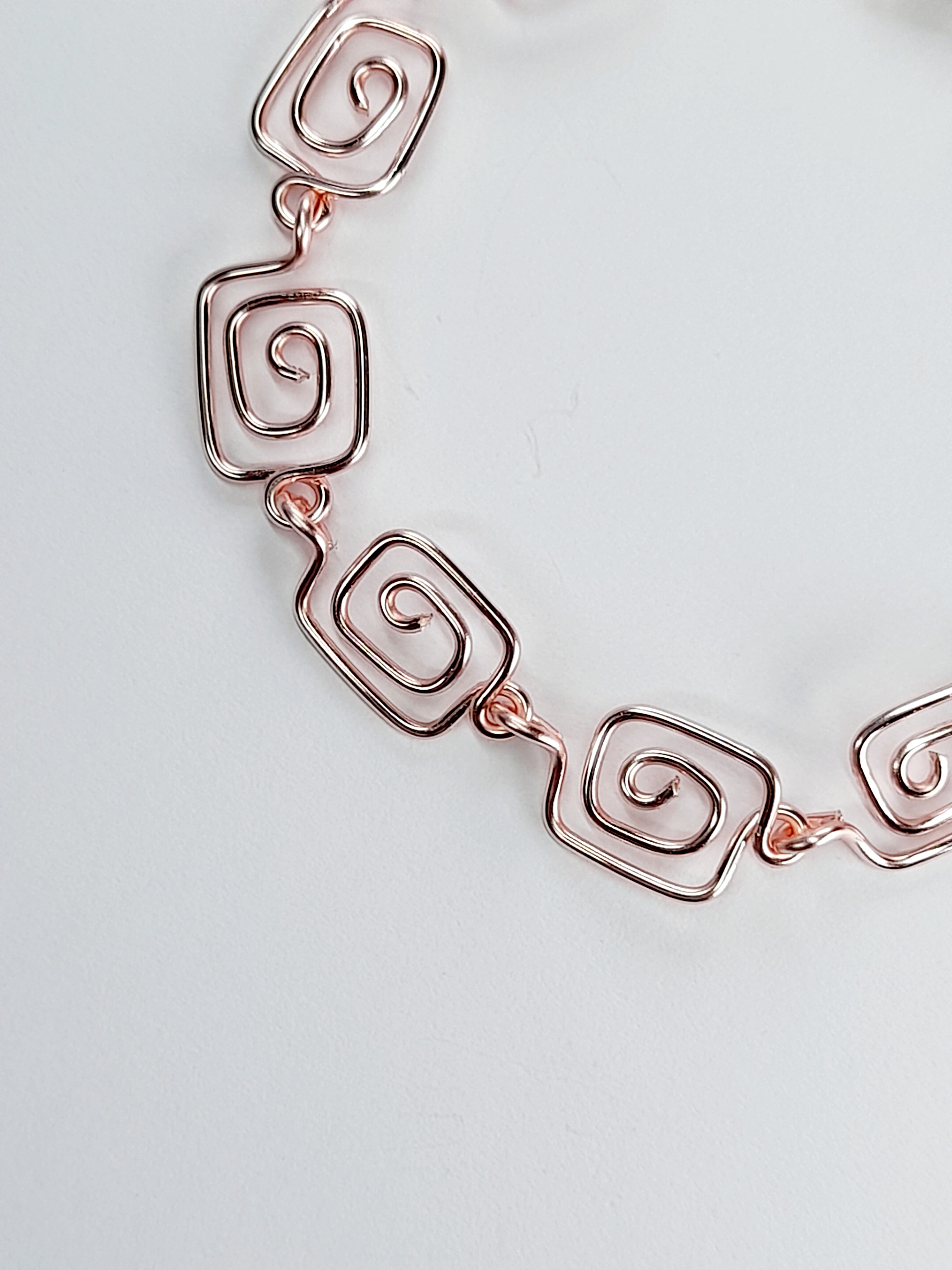 Dainty Super Swirly Rose Gold Square Spiral Bracelet