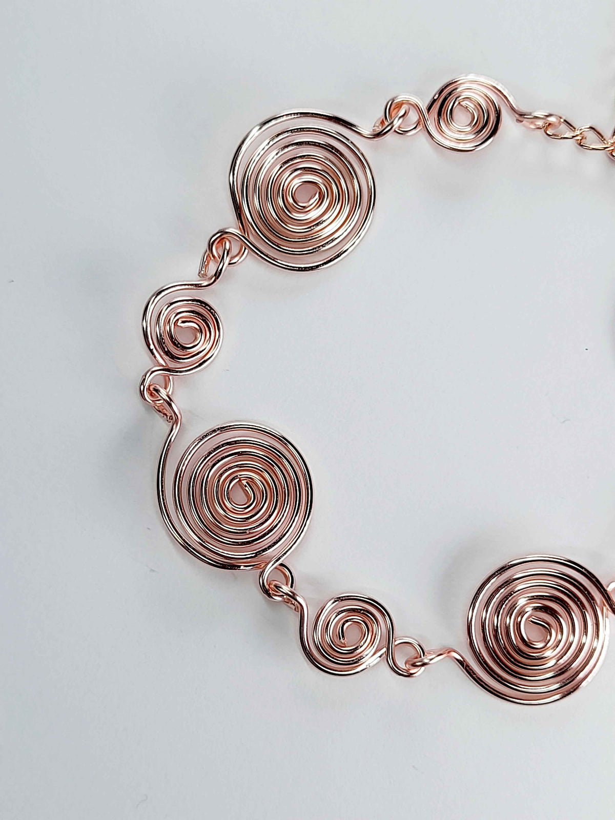 Handmade Rose Gold Spiral Bracelet, Elegant Swirly Statement Bracelet