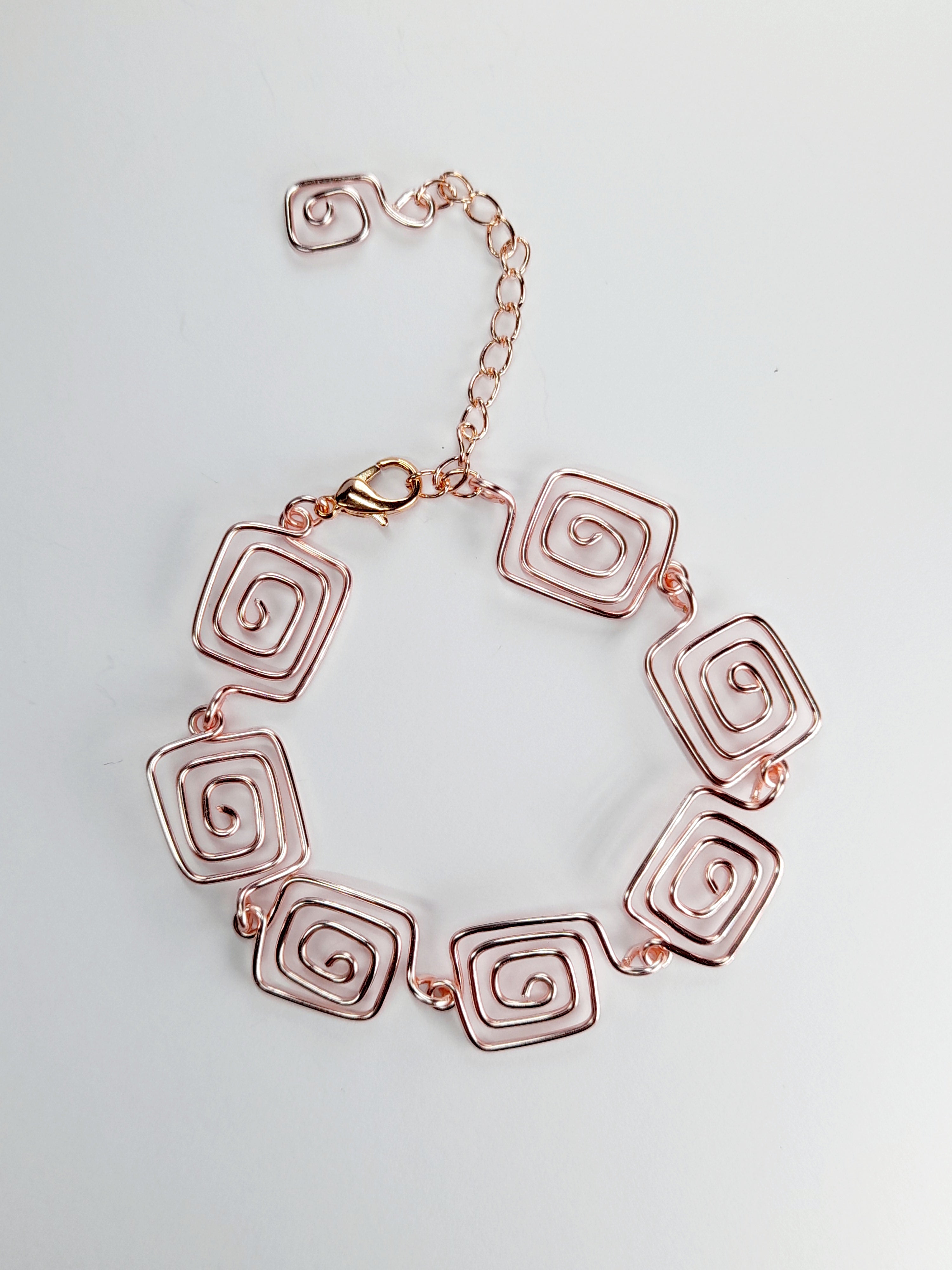 Super Swirly Rose Gold Square Spiral Bracelet