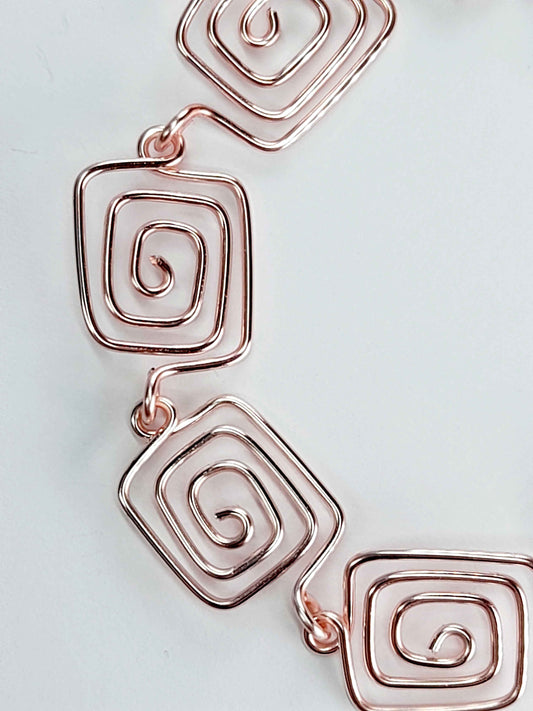 Super Swirly Rose Gold Square Spiral Bracelet