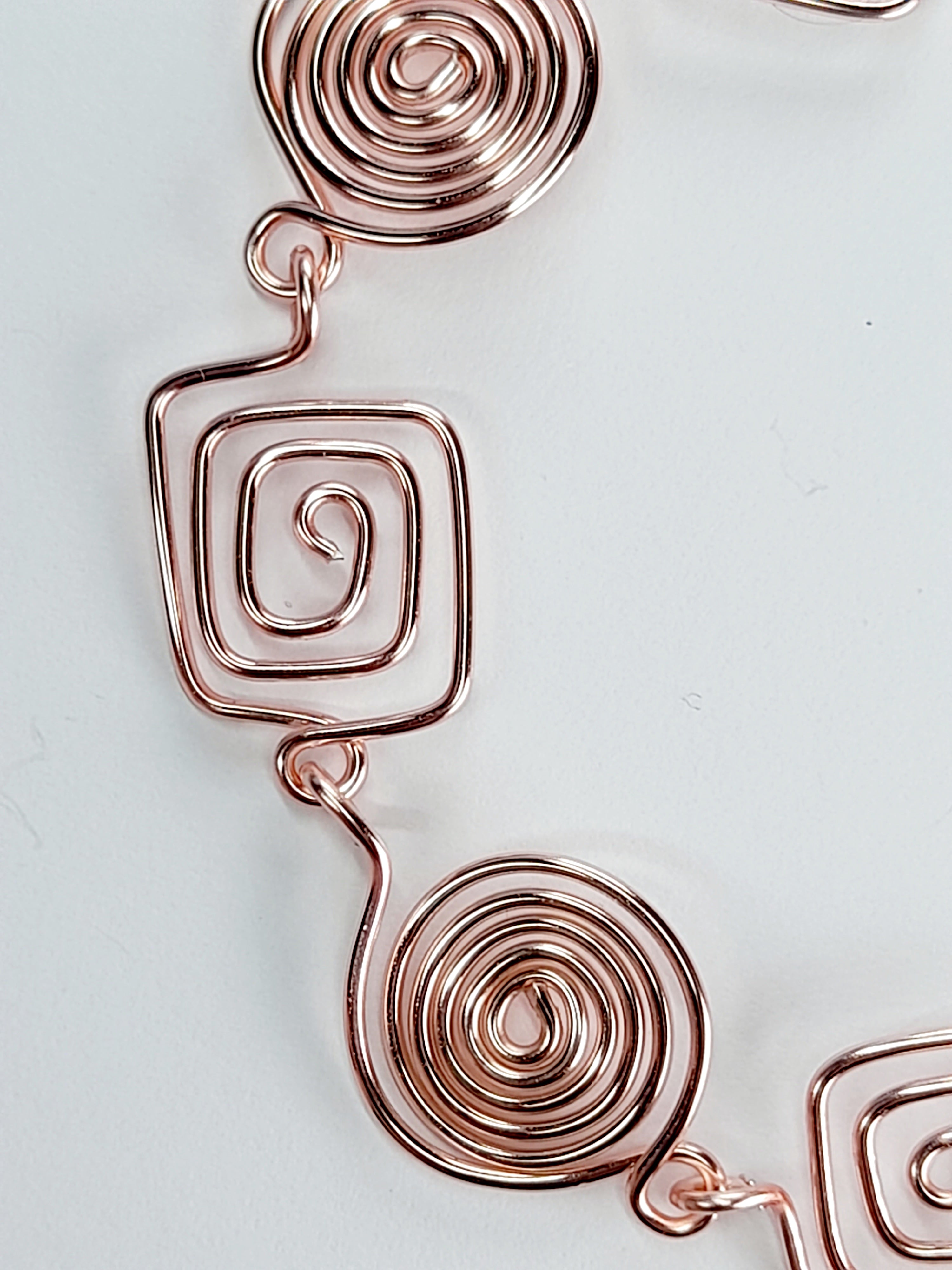 Super Swirly Rose Gold Round & Square Spiral Bracelet