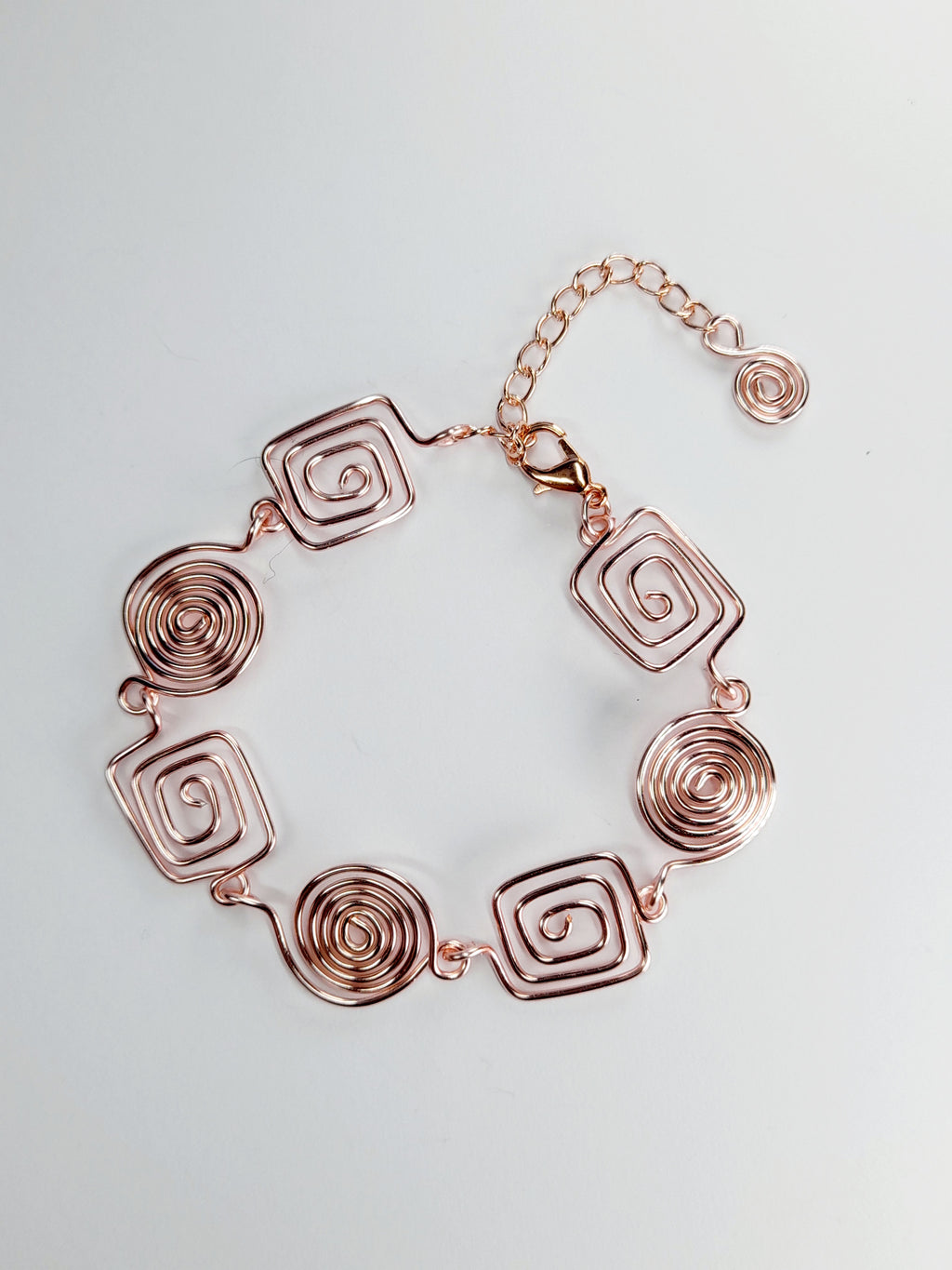 Super Swirly Rose Gold Round & Square Spiral Bracelet