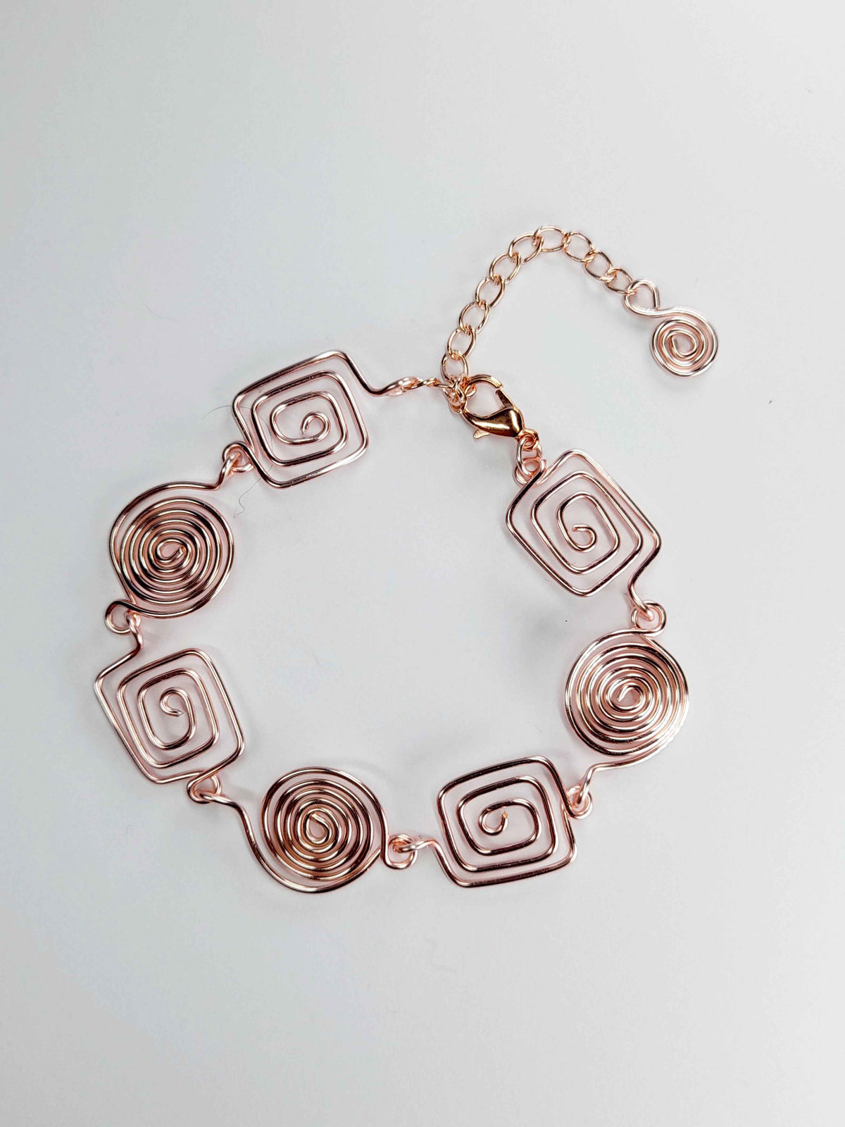 Super Swirly Rose Gold Round & Square Spiral Bracelet