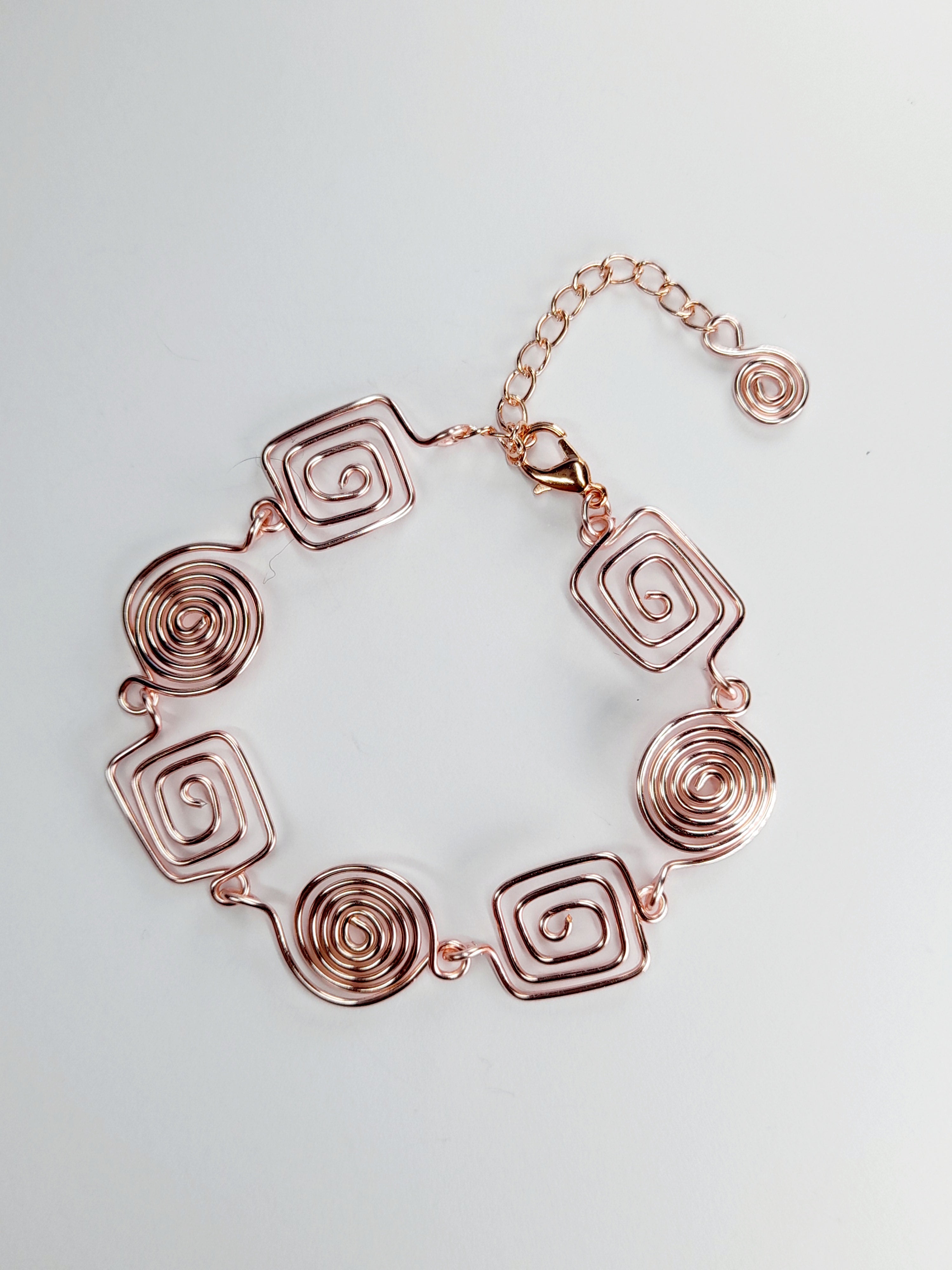 Super Swirly Rose Gold Round & Square Spiral Bracelet