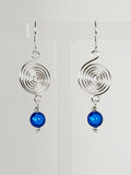 Handmade Silver &  Blue Spiral Earrings