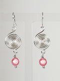 Handmade Silver & Pale Pink Spiral Earrings