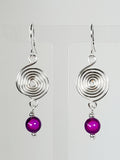 Handmade Silver & Purple Spiral Earrings