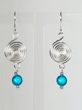 Handmade Silver &  Turquoise Spiral Earrings