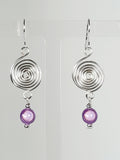 Handmade Silver & Lilac Spiral Earrings