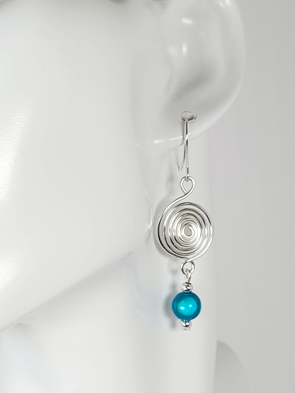 Handmade Silver &  Turquoise Spiral Earrings