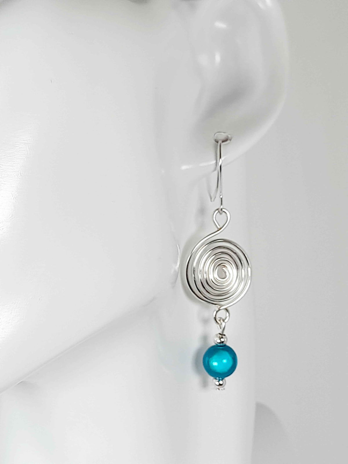 Handmade Silver &  Turquoise Spiral Earrings