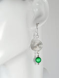 Handmade Silver & Green Spiral Earrings