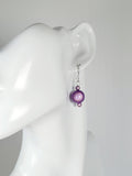 Handmade Silver Dangle Earrings with Lilac Luminescent Beads