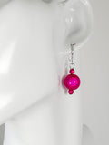 Handmade Silver Dangle Earrings with Hot Pink Luminescent Beads