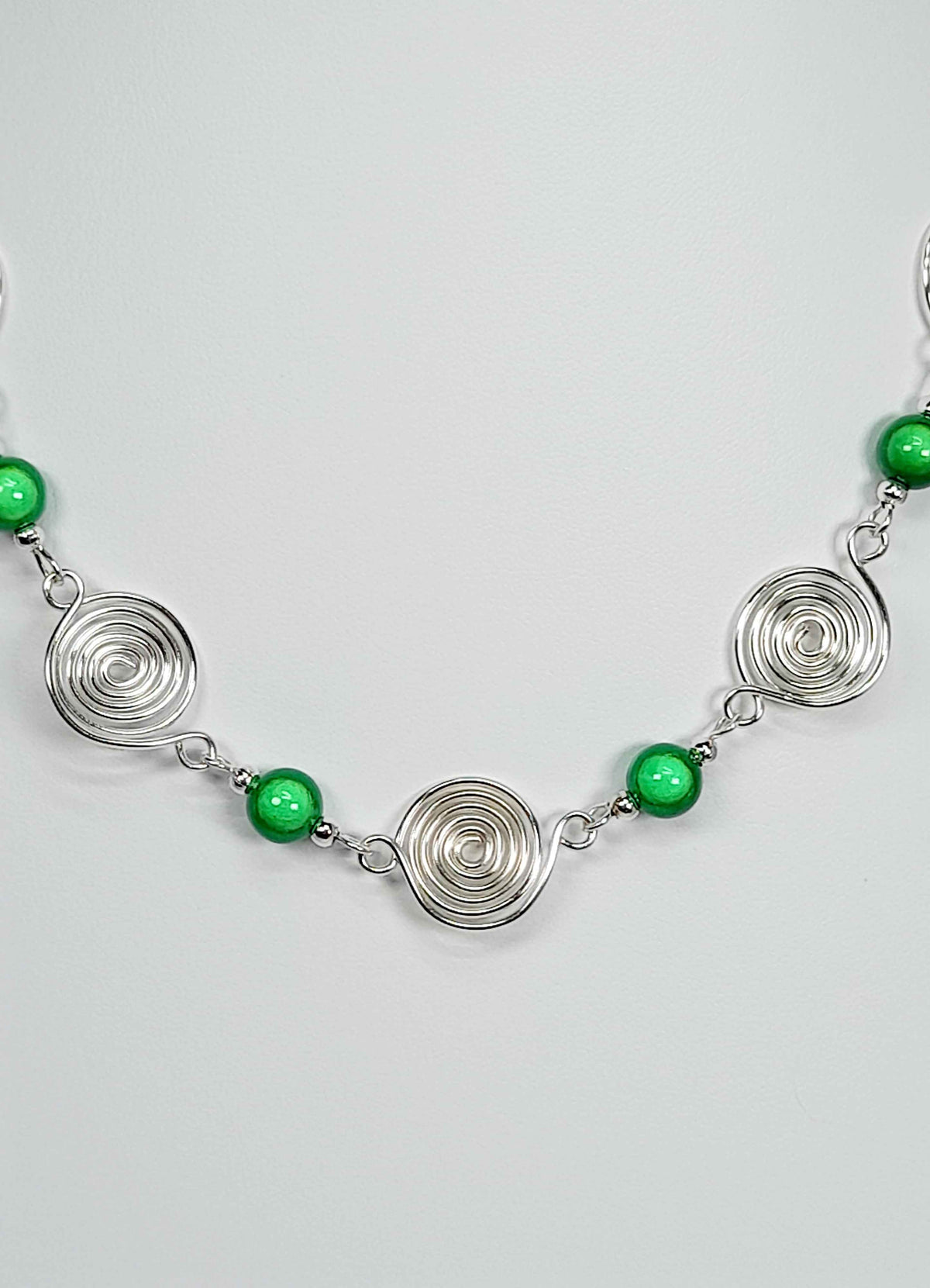 Bright Green Spiral Necklace, Handmade & Lightweight