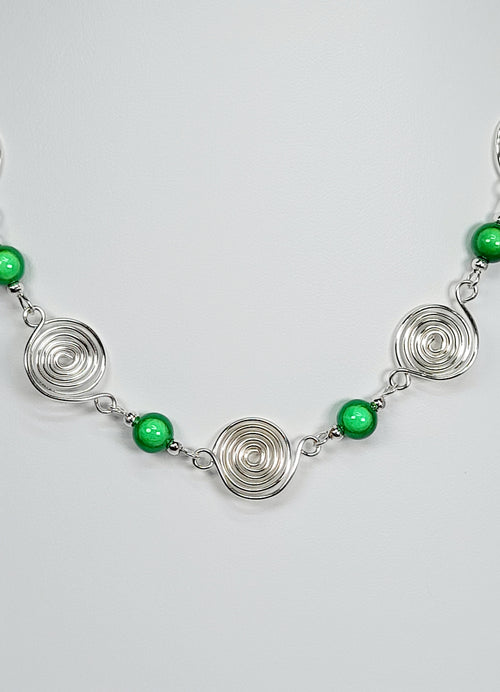 Bright Green Spiral Necklace, Handmade & Lightweight